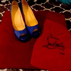 Christian Louboutin blue snakeskin stilettos